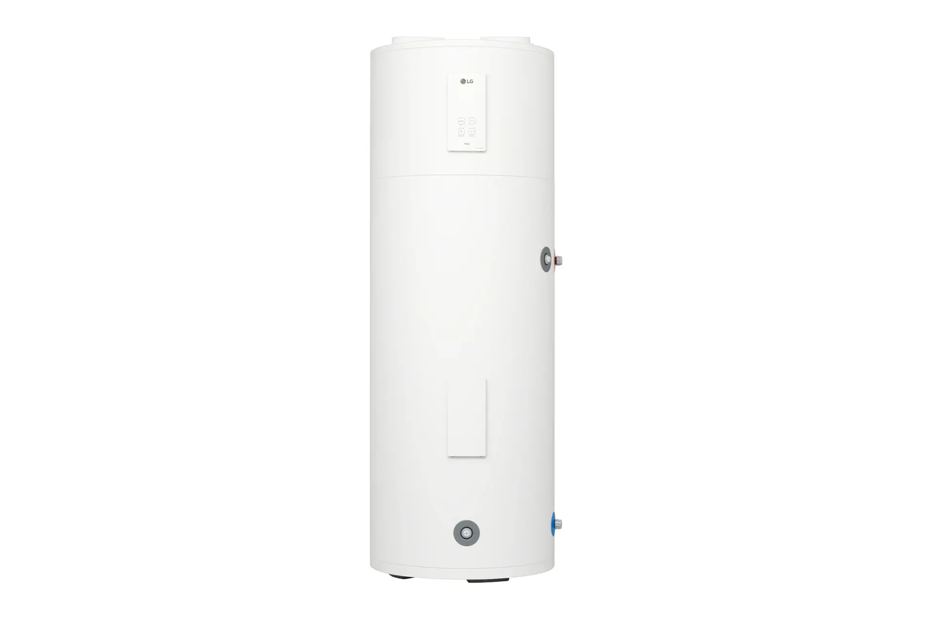 Front view of LG Heat Pump Water Heater WH20ESF0.CA in essence white with a floor standing design.