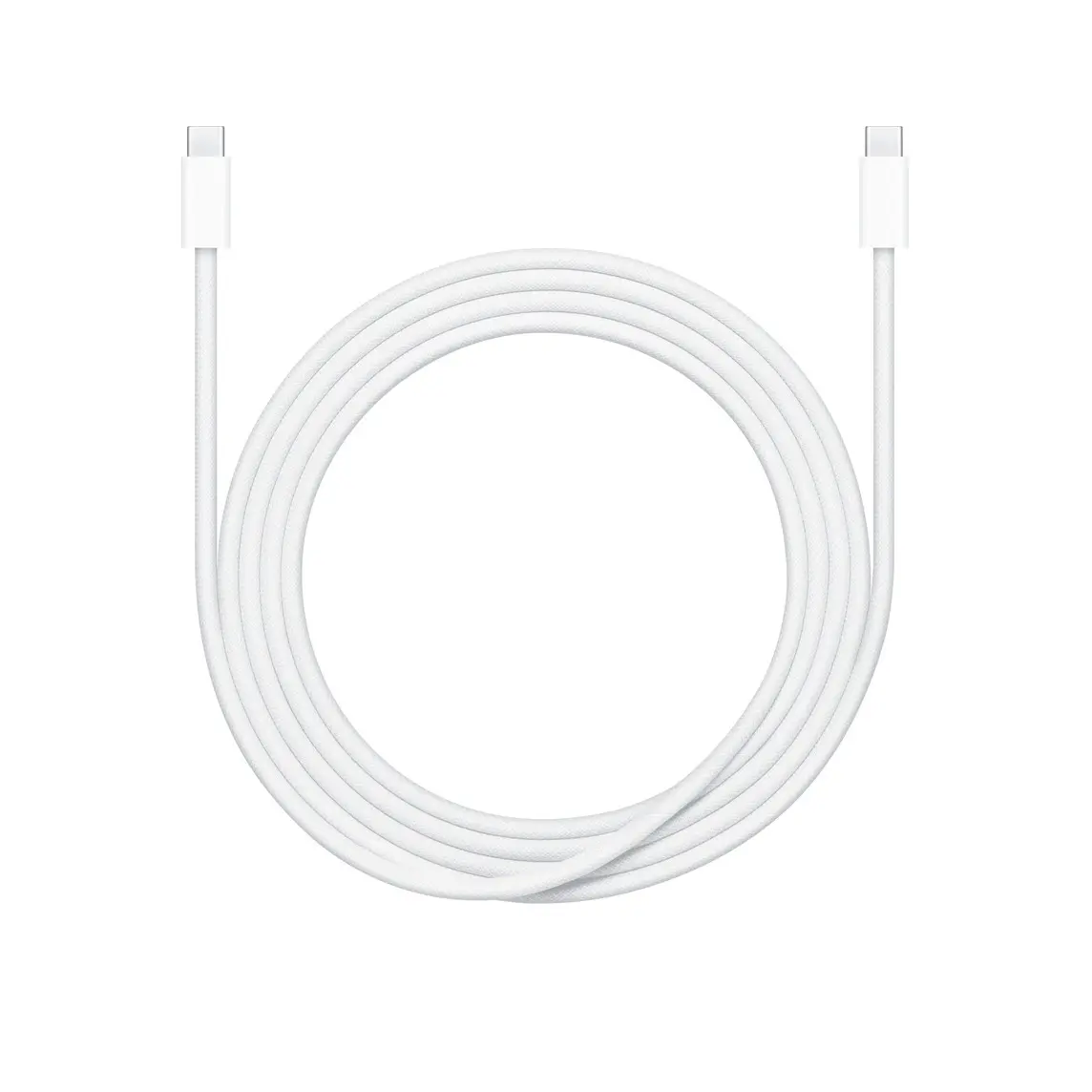 Top view of the cable placed in a coiled position with USB-C connectors at both ends.