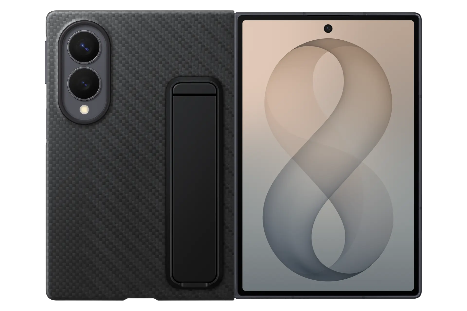 Galaxy Z Fold8 Carbon Standing Case Front2 Black 