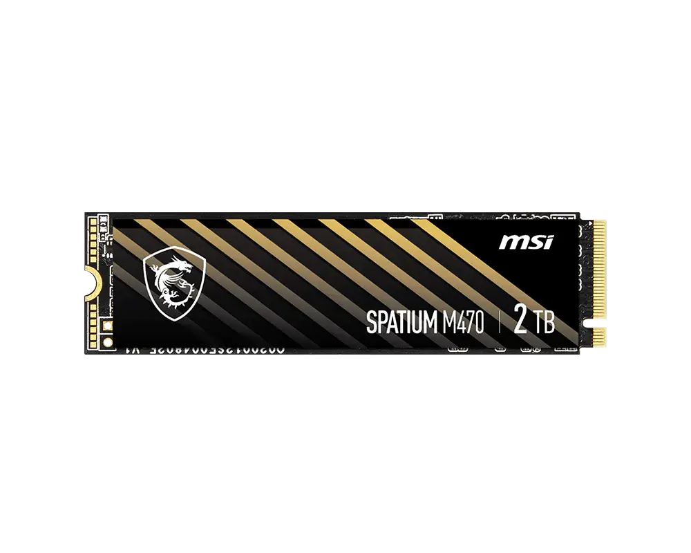 MSI SPATIUM M470 2 TB M.2 2280 SSD, front view of the labelled module