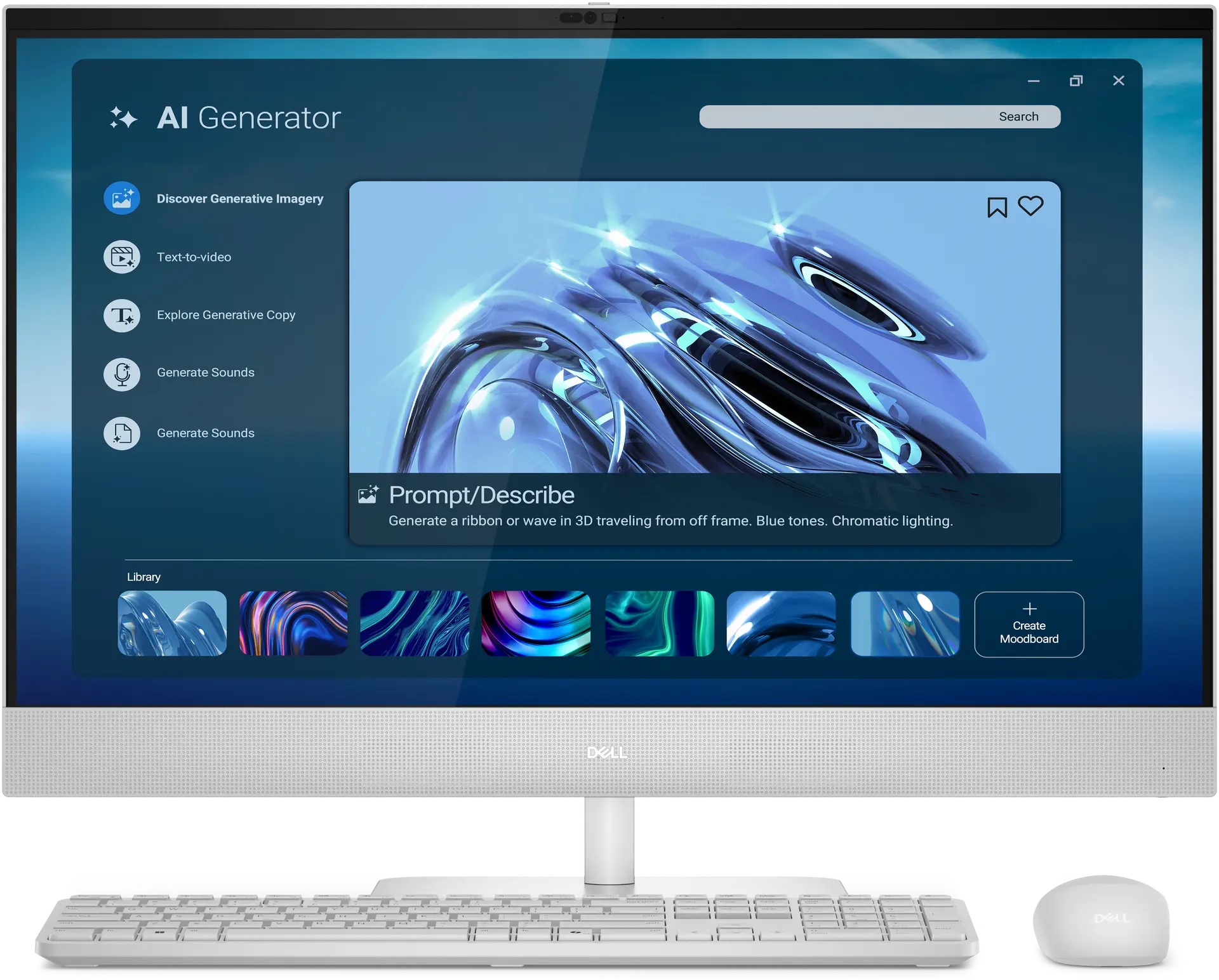 View forward-facing A Dell 27 All-In-One desktop computer.