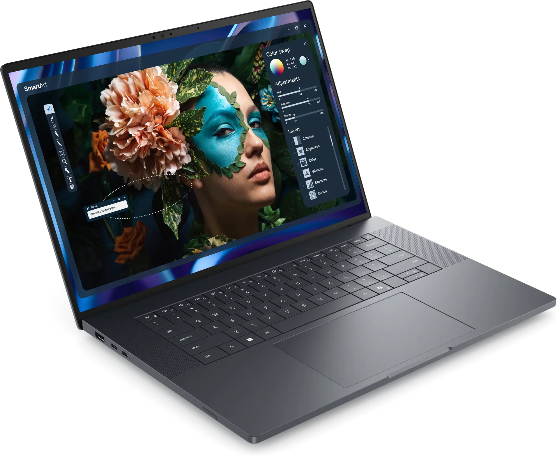 View right-facing Dell Pro Precision 7 Series 16 PW716260 Laptop