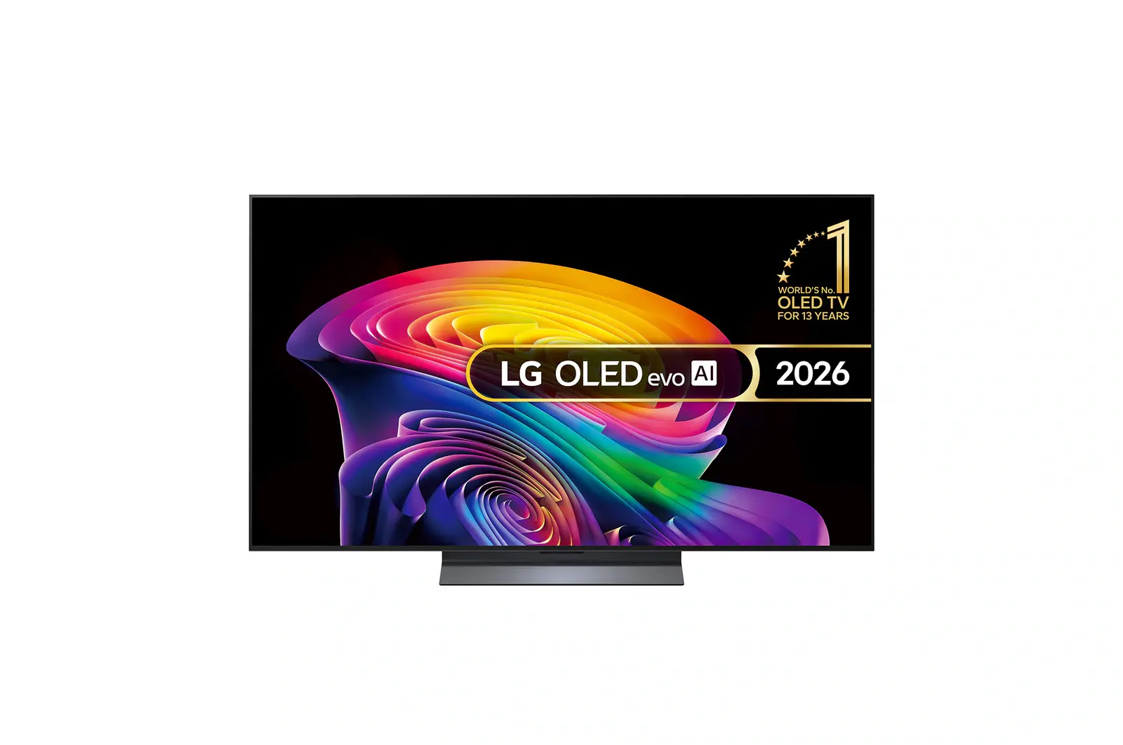 Front view of 55 inch LG OLED evo AI C6 4K Smart TV 2026 OLED55C64LA