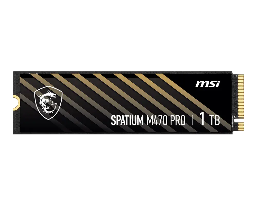 MSI SPATIUM M470 PRO 1 TB M.2 2280 SSD, front view of the labelled module
