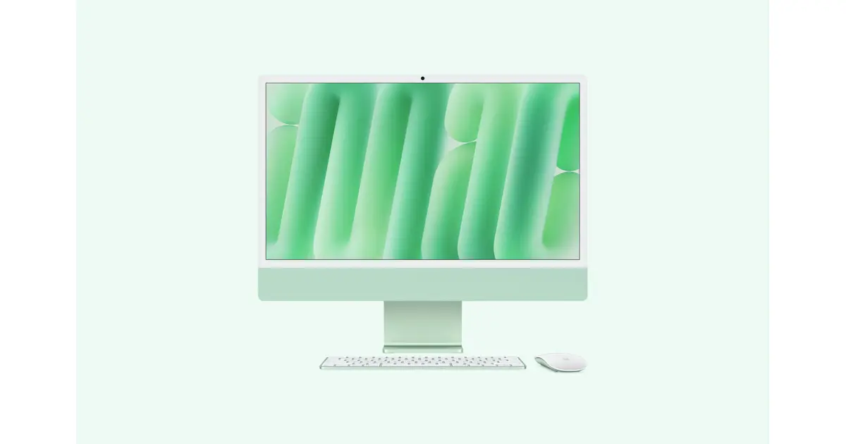 Apple iMac 24-inch (M4) — Green (MD2Q4B/A), official exact UK configuration image