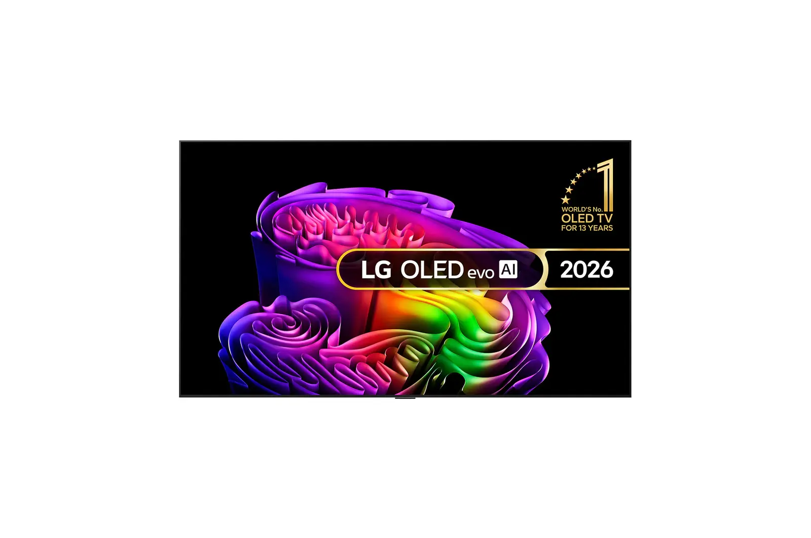 Front view of 83 inch LG OLED evo AI G6 4K Smart TV 2026 - Wall mount version OLED83G62LW