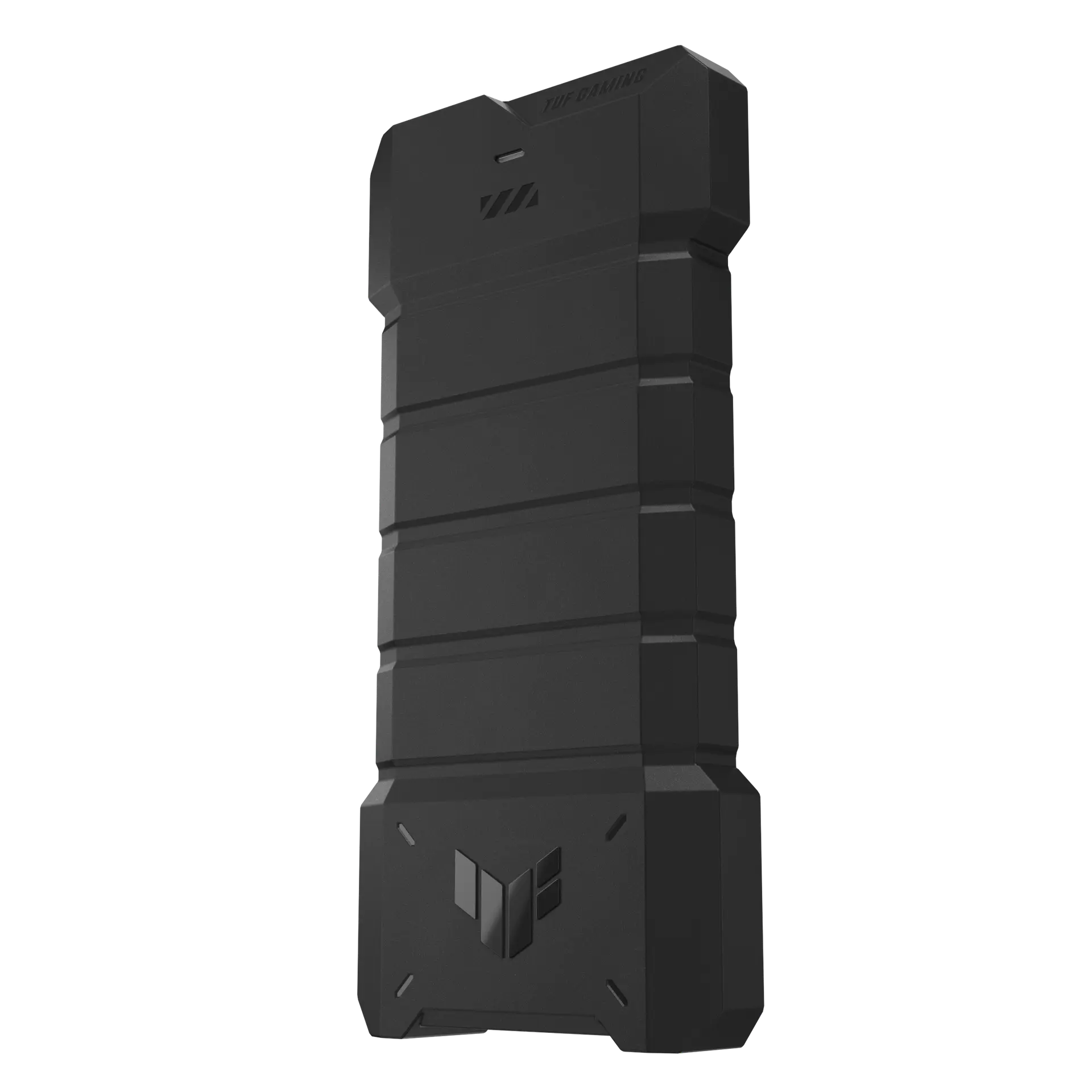 ASUS TUF Gaming AS1000 PLUS portable SSD in black, angled front view
