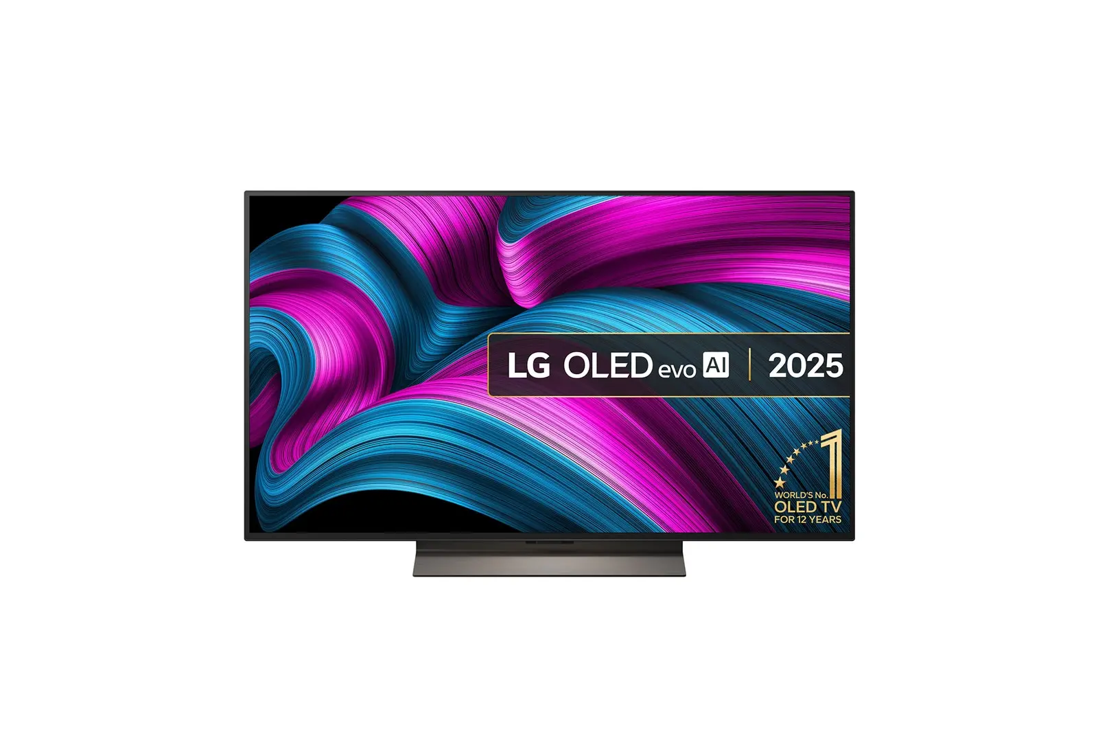 Front view of 48 inch LG OLED evo AI C5E 4K Smart TV 2025 OLED48C5ELB