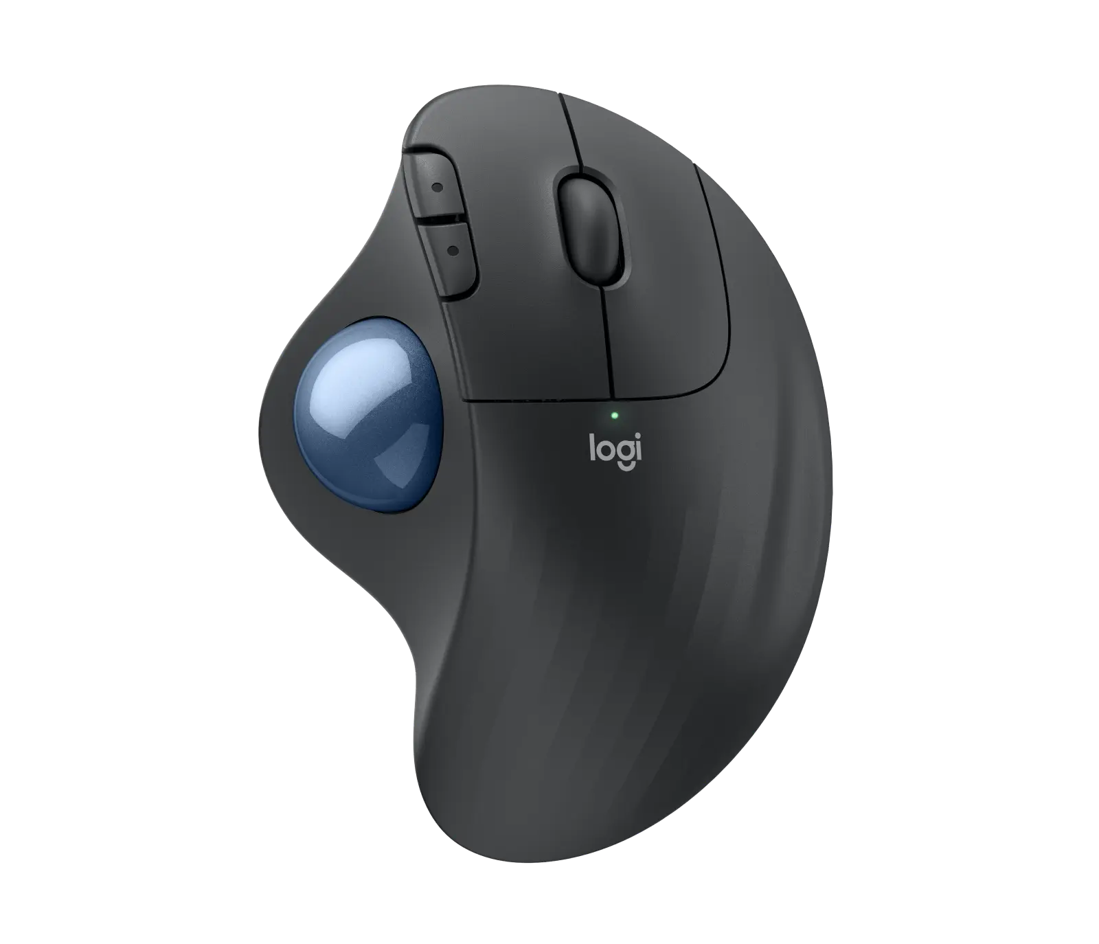 Logitech ERGO M575S wireless trackball in Graphite with blue ball: official product image