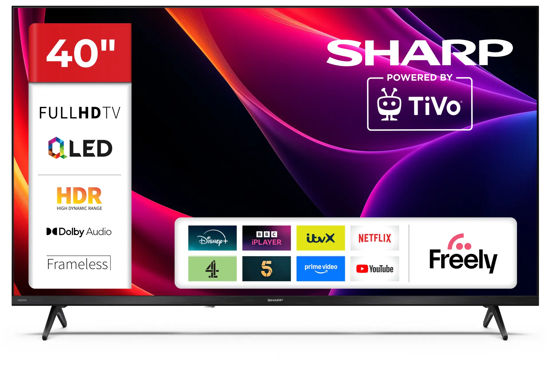 Sharp 40HE3345K television, official exact-model product image.