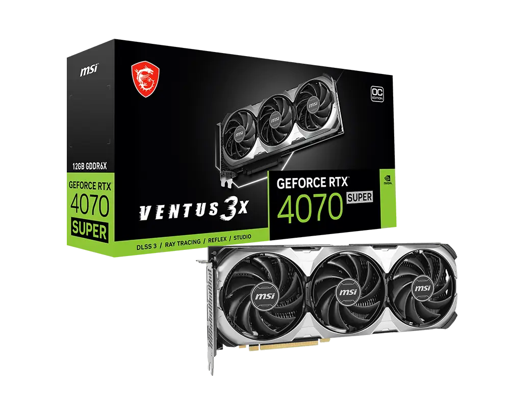 MSI GeForce RTX 4070 SUPER 12G VENTUS 3X OC graphics card with exact-model manufacturer packaging
