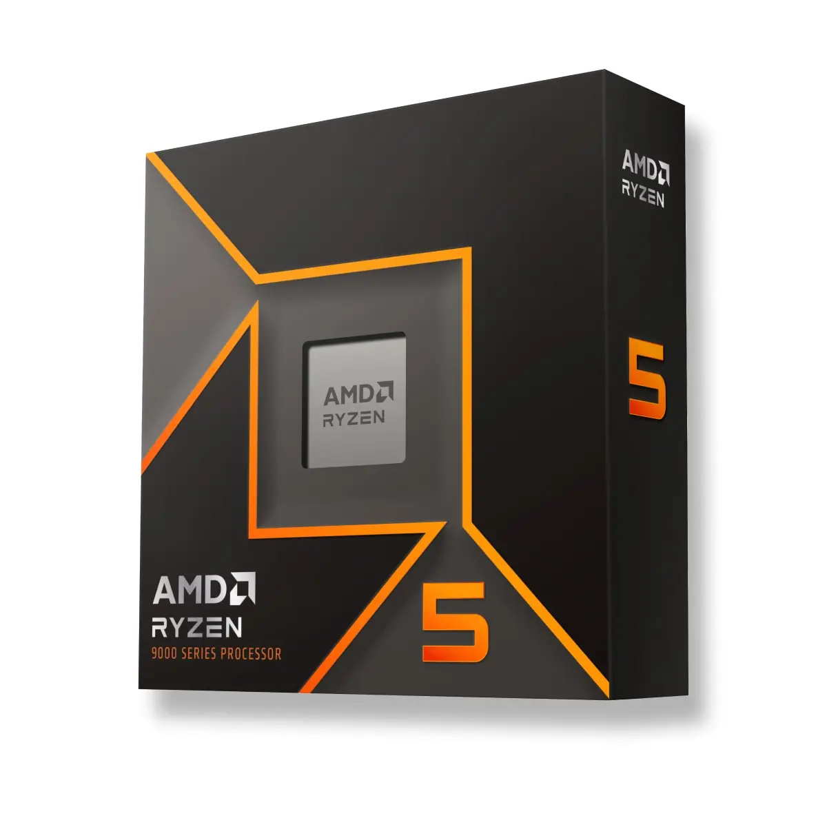 AMD's official boxed-product artwork for Ryzen 5 9600X; the exact model is established by its manufacturer page, not a readable model number on the visible box face.