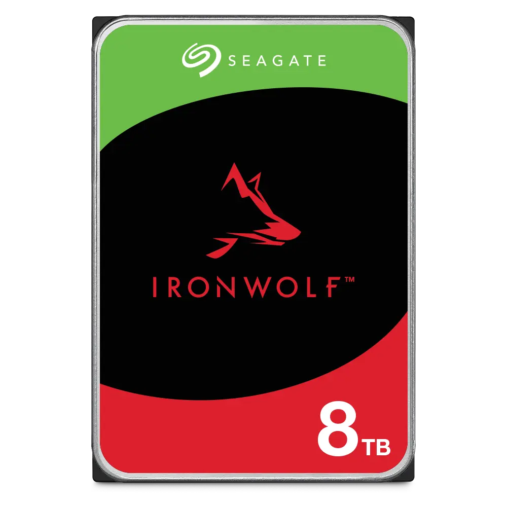 Seagate IronWolf 8 TB 3.5-inch NAS hard drive, front label view