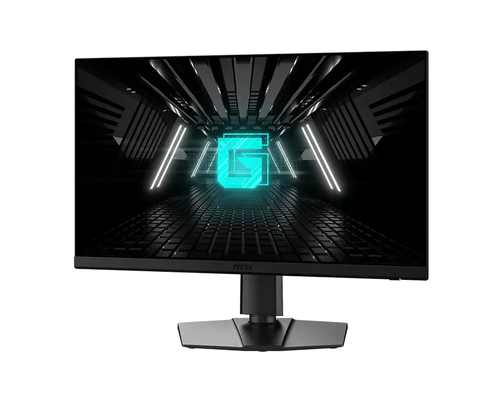 MSI G272QPF E2: one monitor with its supplied stand, shown from the front at an angle