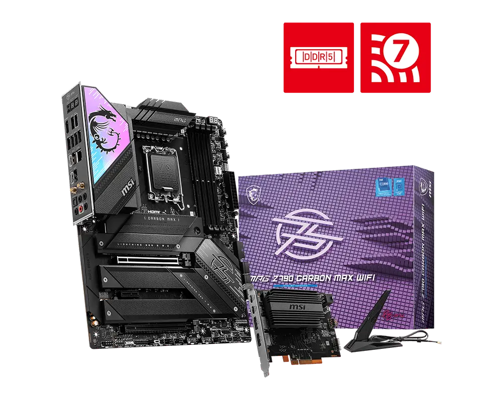 MSI MPG Z790 CARBON MAX WIFI motherboard with exact-model retail packaging