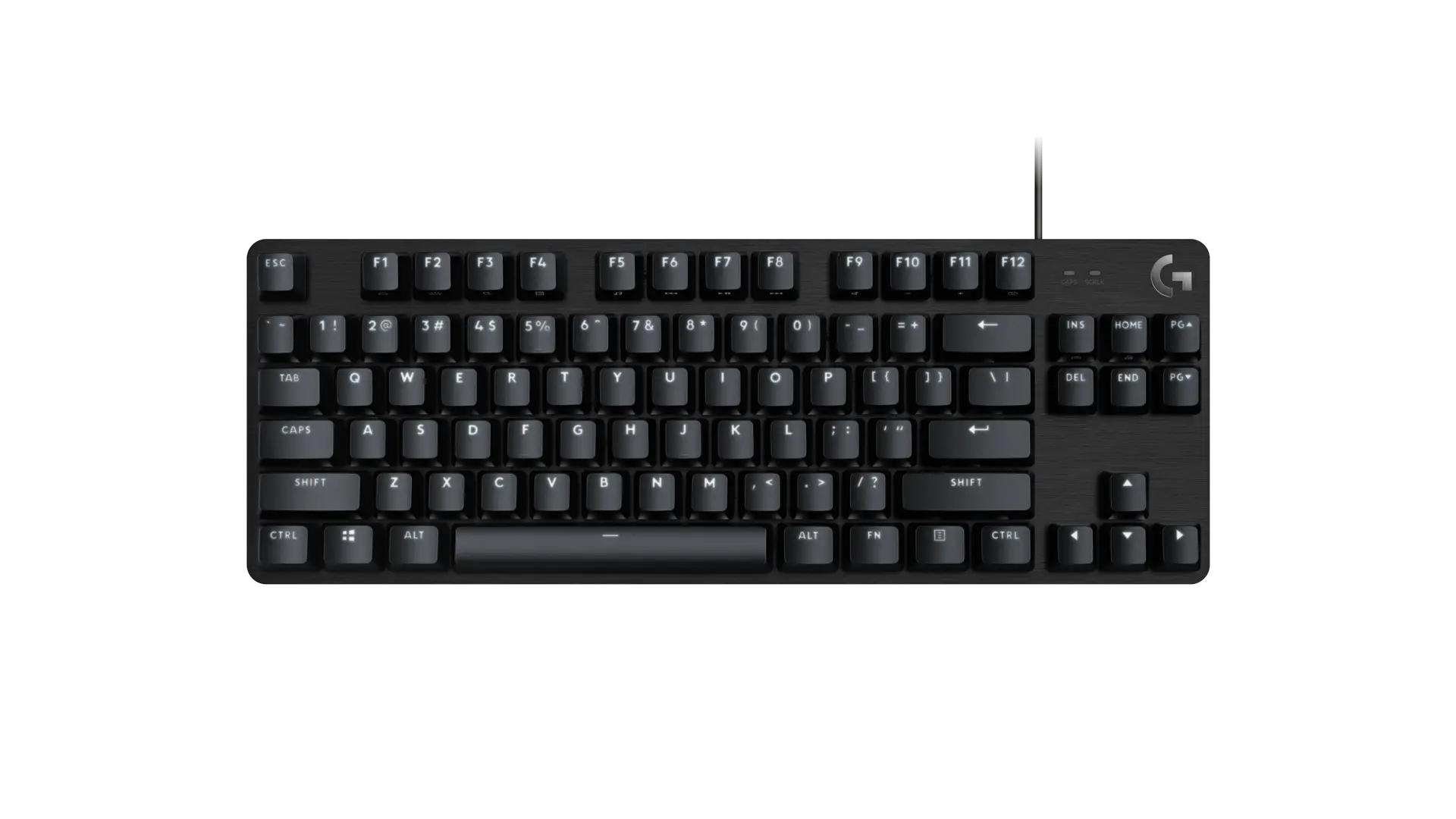 Logitech G413 TKL SE black US ANSI QWERTY keyboard, official top view without number pad
