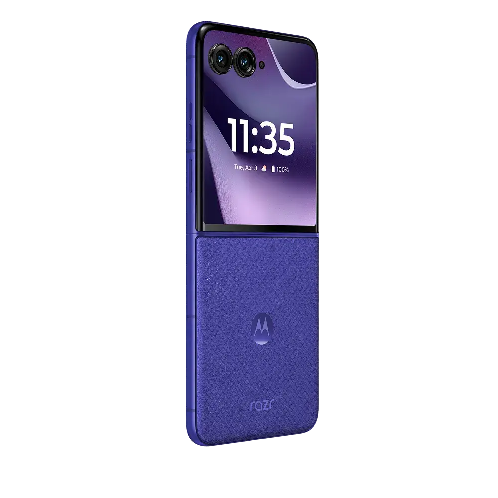 Motorola razr 70 ultra — PANTONE Orient Blue, manufacturer gallery for exact UK SKU PBB20000GB