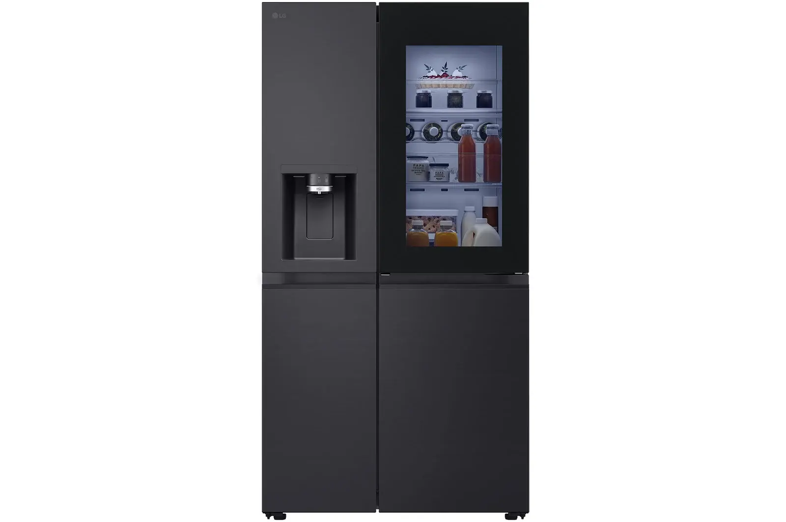 Front view of 628L, InstaView™ American Style Fridge Freezer, Black GSXE81EVBE