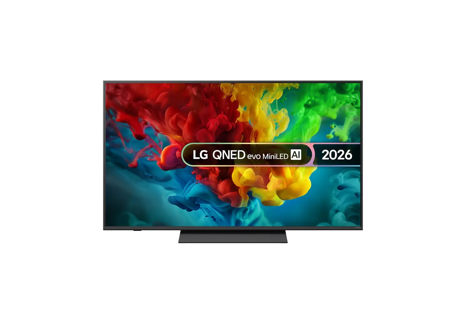 Front view of 55 inch LG QNED evo AI QNED83 Mini LED 4K Smart TV 2026 55QNED83B6A