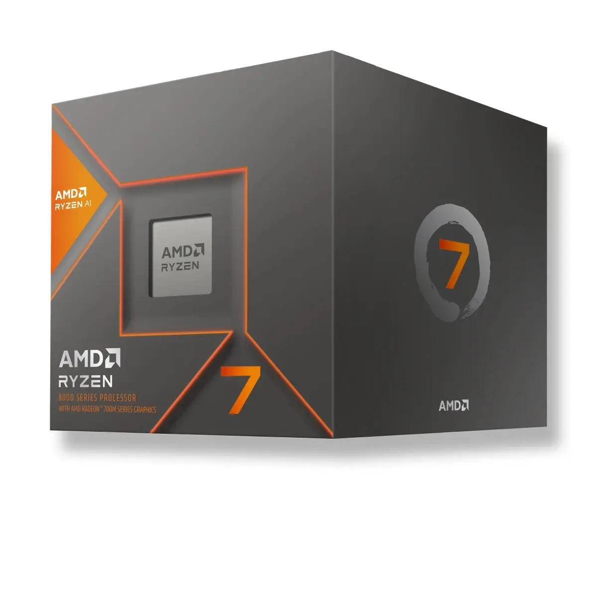 AMD's official boxed-product artwork associated with Ryzen 7 8700G on its exact manufacturer shop page; the visible artwork identifies the family rather than a readable exact model number.