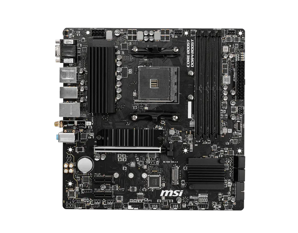 MSI B550M PRO-VDH WIFI motherboard, top view of the exact global model; CPU and memory are not installed