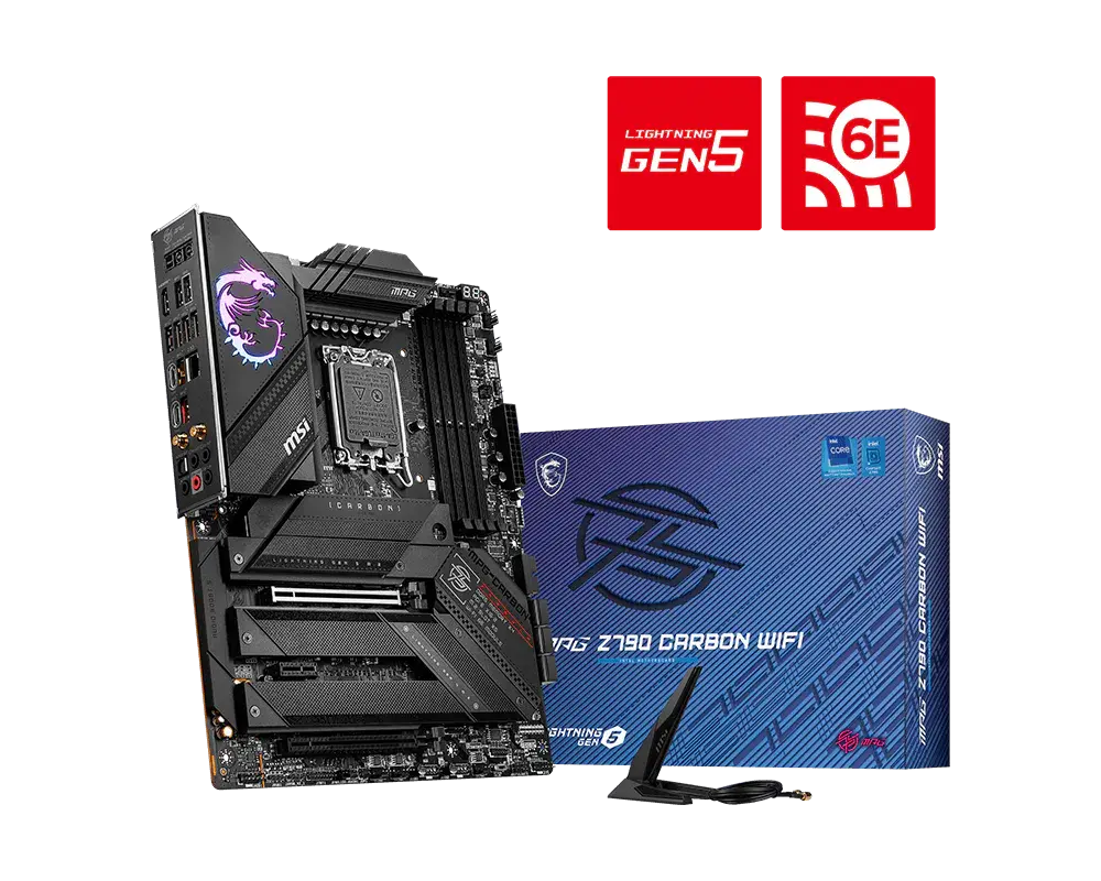 MSI MPG Z790 CARBON WIFI motherboard and manufacturer packaging with the exact model name visible