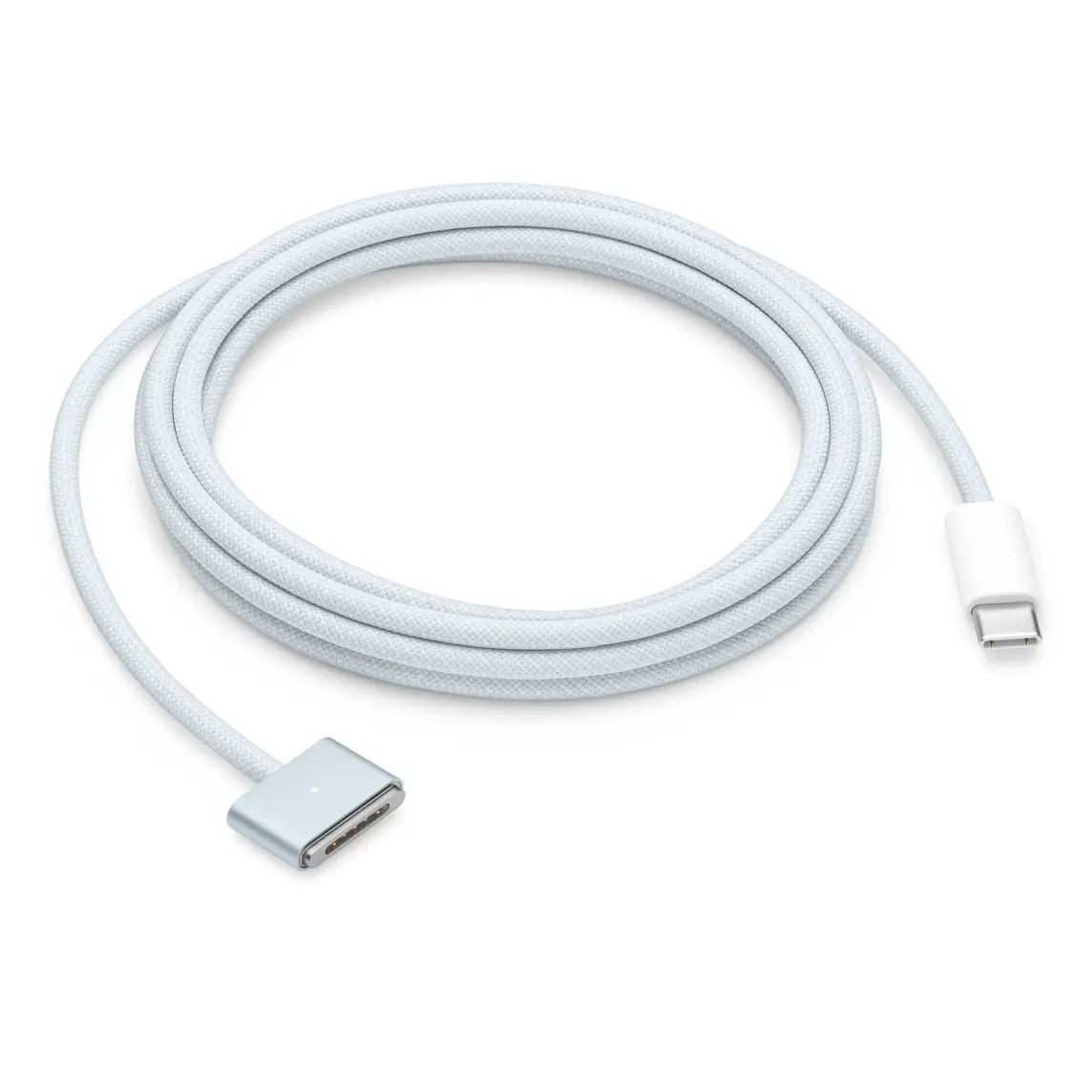 Charging cable, Sky Blue MagSafe connector and woven cable, white USB-C connector