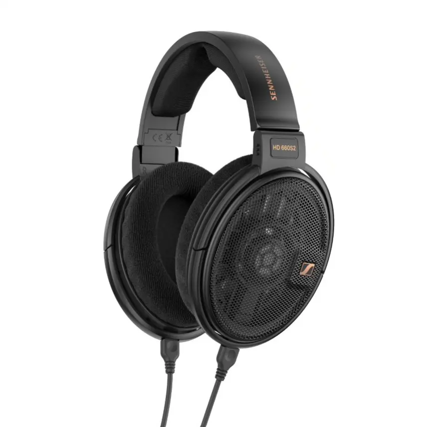 Sennheiser HD 660S2 open-back over-ear headphones with model badge and detachable cable visible