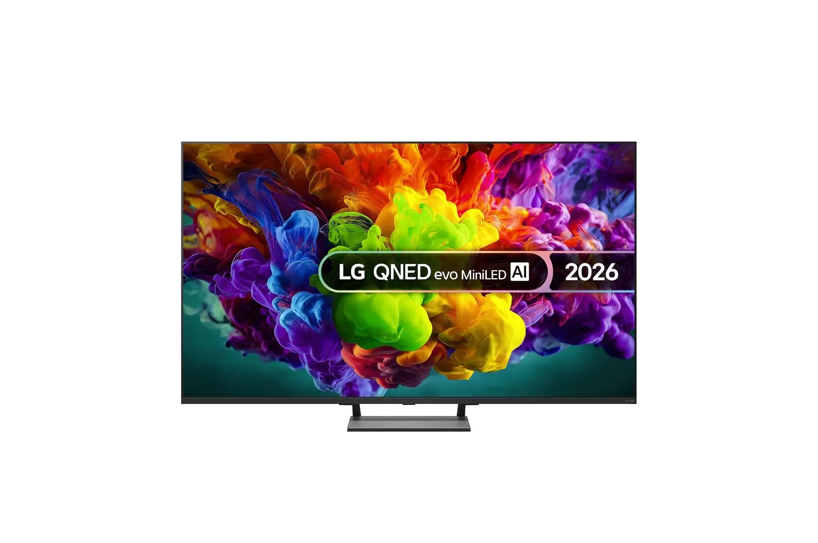 Front view of 55 inch LG QNED evo AI QNED93 Mini LED 4K Smart TV 2026 55QNED93B6A