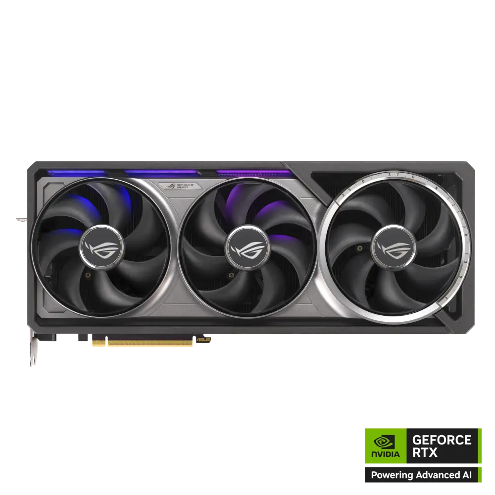 ASUS ROG Astral GeForce RTX 5080 16GB GDDR7 OC Edition graphics card, front view of the fans and shroud