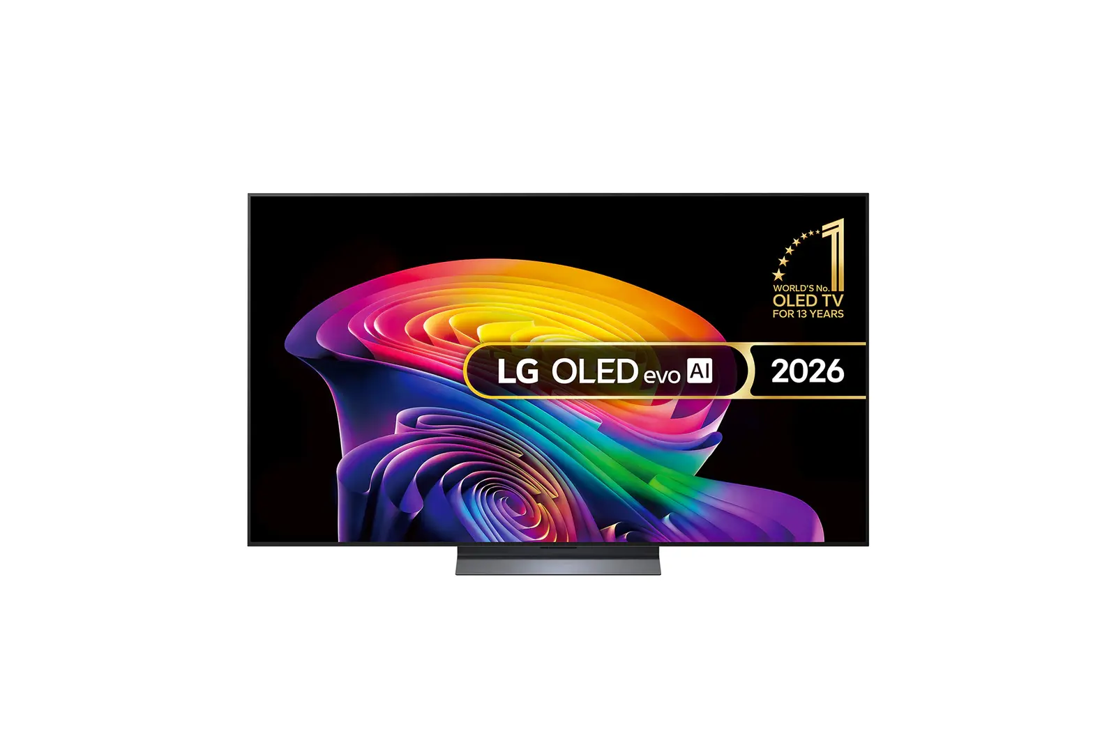 Front view of 65 inch LG OLED evo AI C6 4K Smart TV 2026 OLED65C65LA