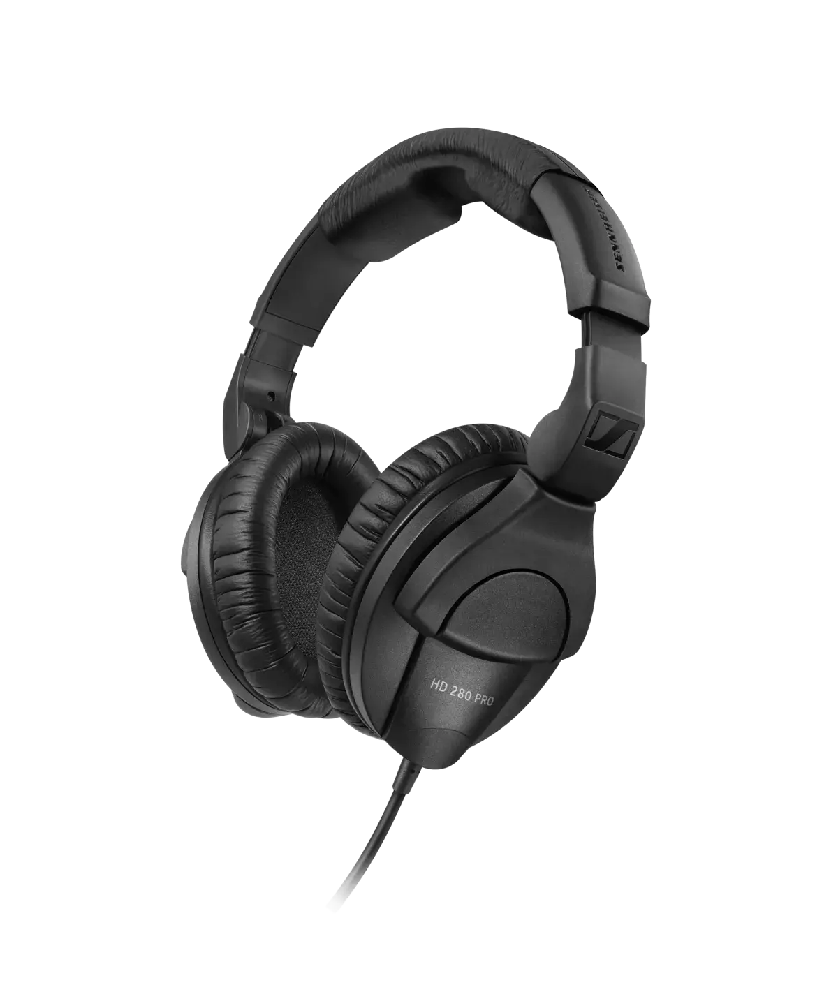 Sennheiser HD 280 PRO closed-back monitoring headphones in black, three-quarter view