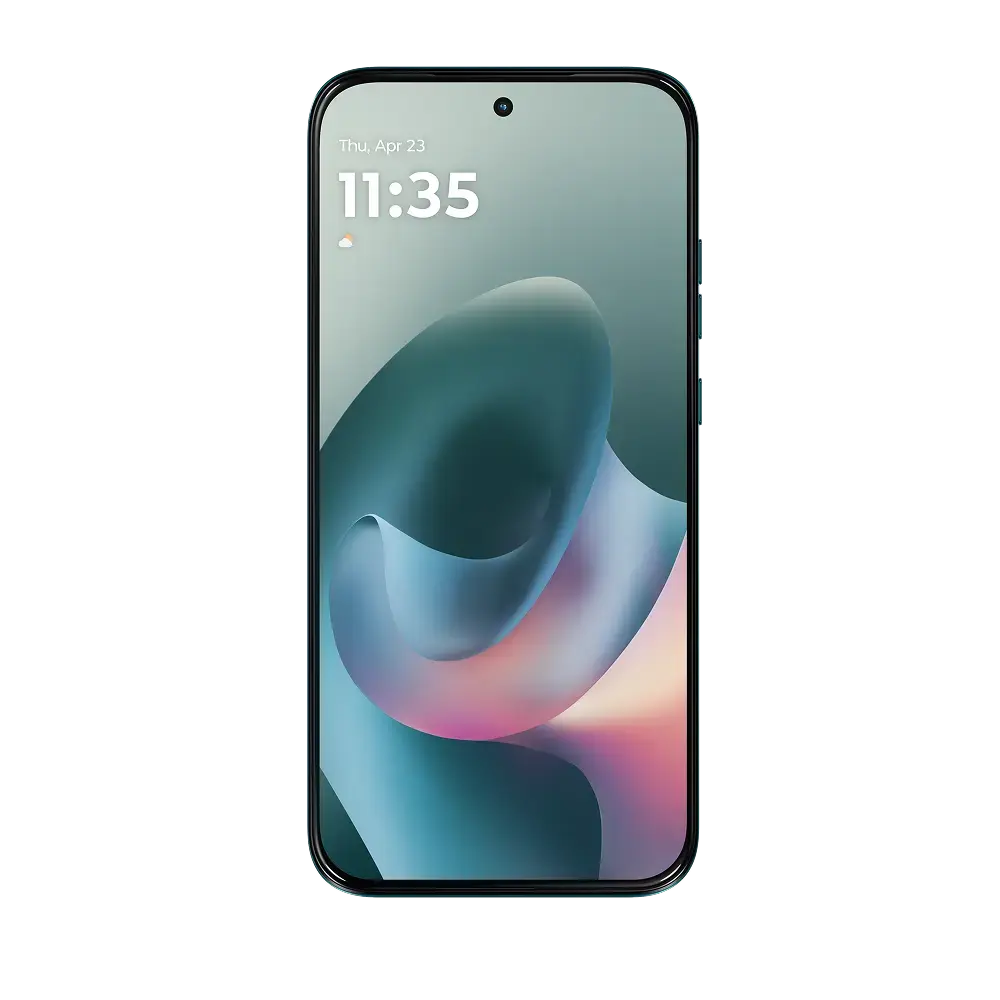 Motorola moto g77 — PANTONE Shaded Spruce, manufacturer gallery for exact UK SKU PBAW0002GB