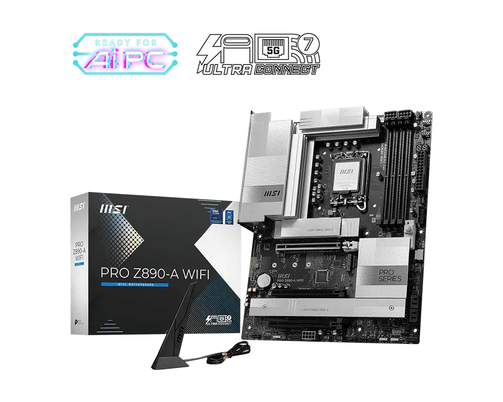 MSI PRO Z890-A WIFI motherboard and manufacturer packaging with the exact model name visible