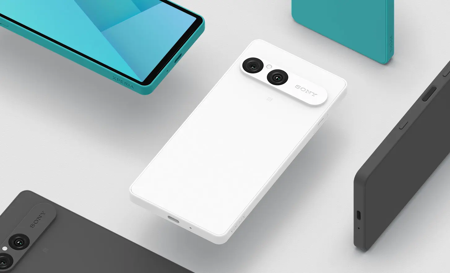 Sony Xperia 10 VII in White centrally among the model’s three official colours