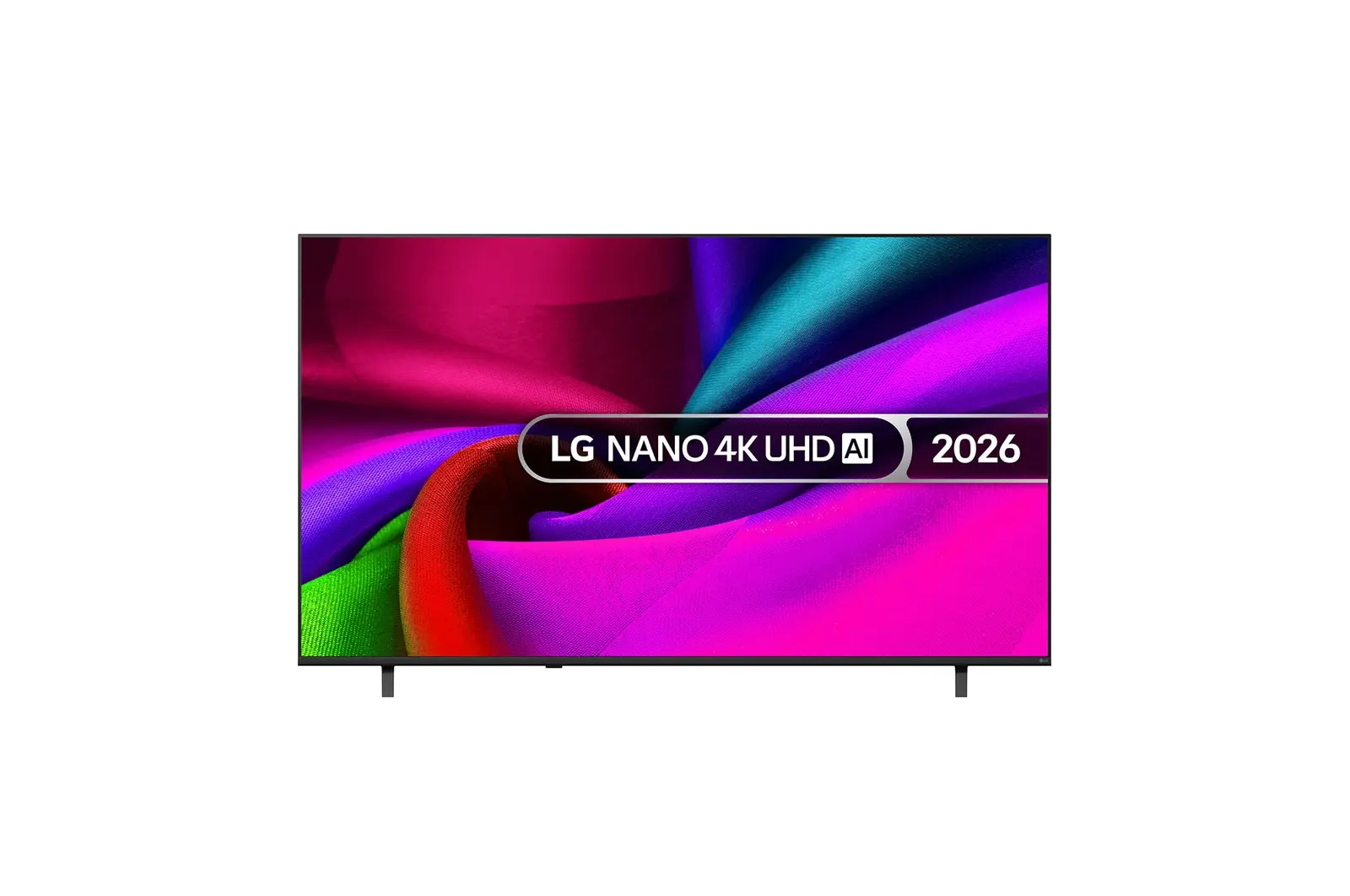 Front view of 75 inch LG NANO 4K UHD AI NU90 Smart TV 2026 75NU900B6LA