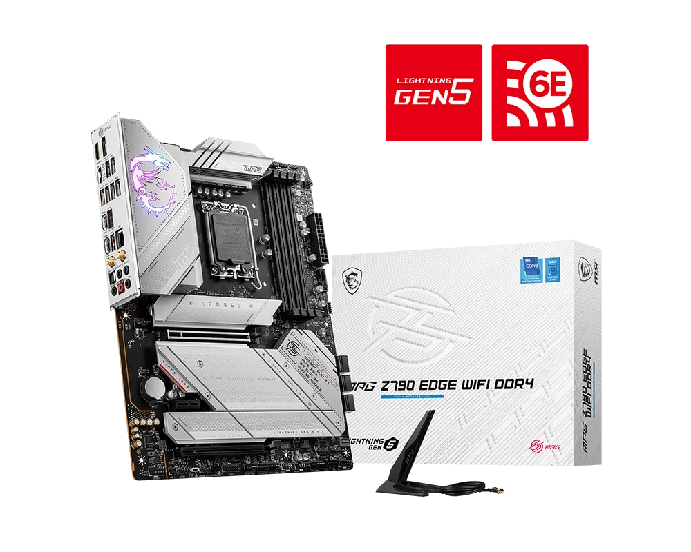 MSI MPG Z790 EDGE WIFI DDR4 motherboard with exact-model retail packaging