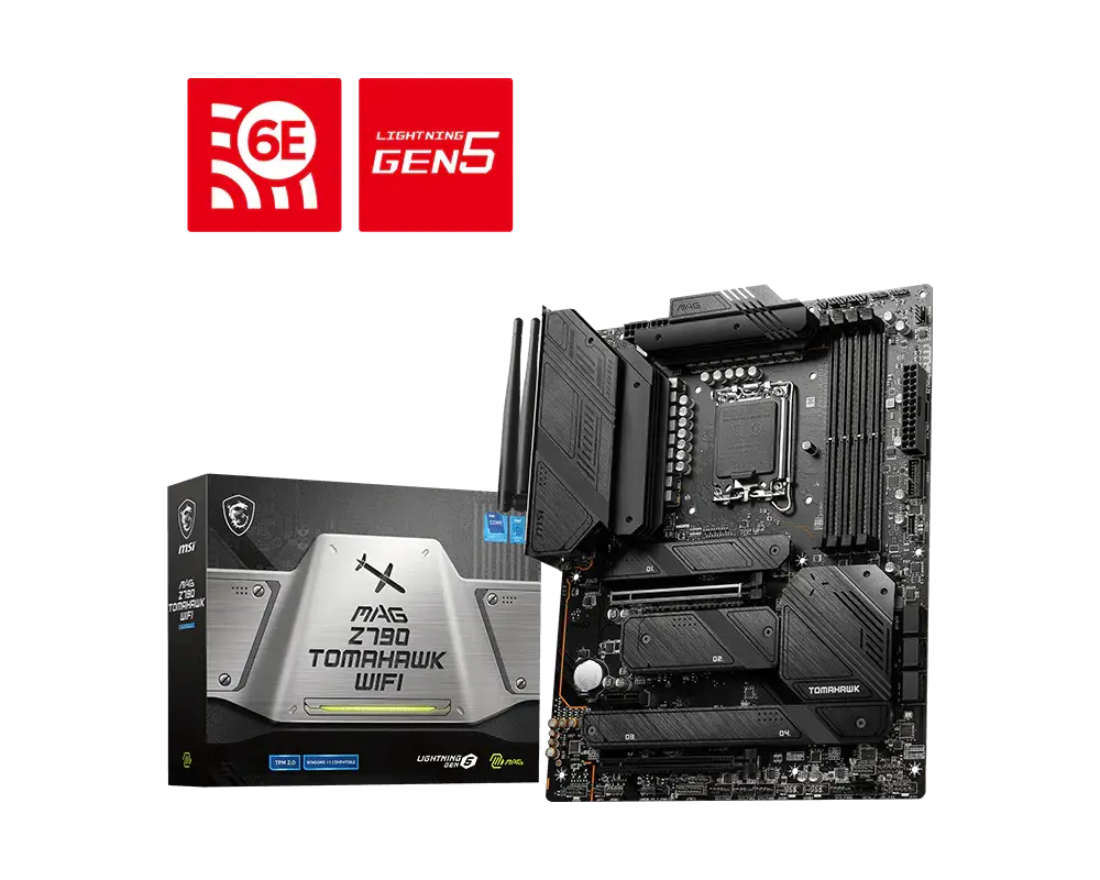 MSI MAG Z790 TOMAHAWK WIFI motherboard and manufacturer packaging with the exact model name visible