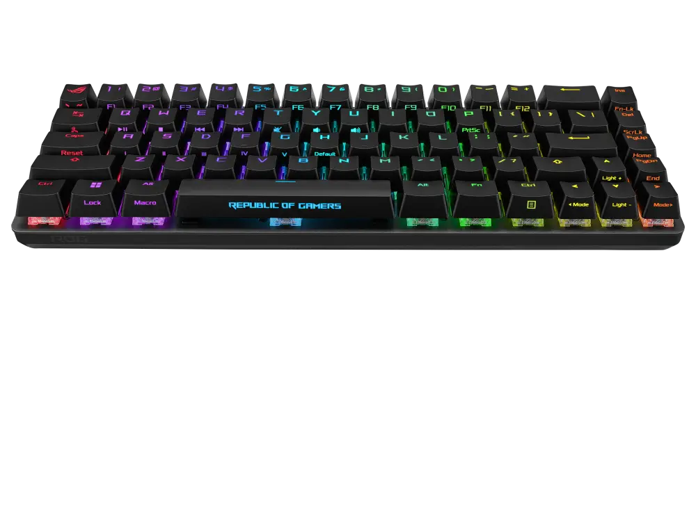 ASUS ROG Falchion Ace black 65% keyboard with US layout and RGB lighting, official front view
