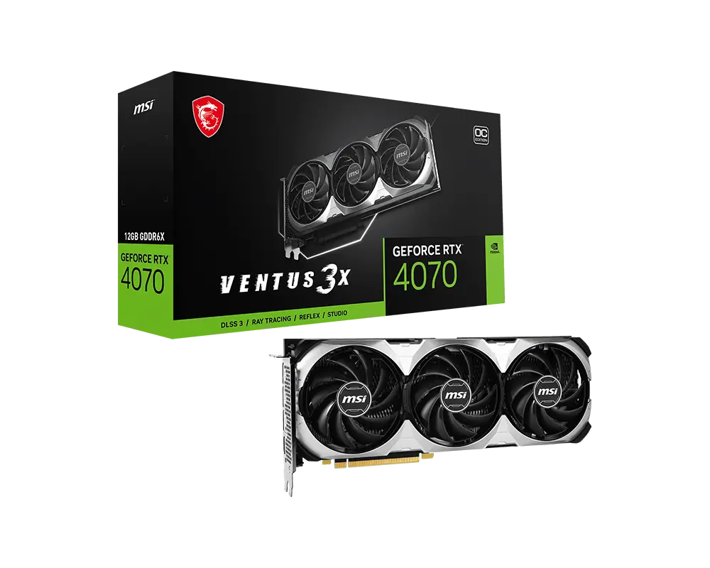 MSI GeForce RTX 4070 VENTUS 3X 12G OC graphics card with exact-model manufacturer packaging