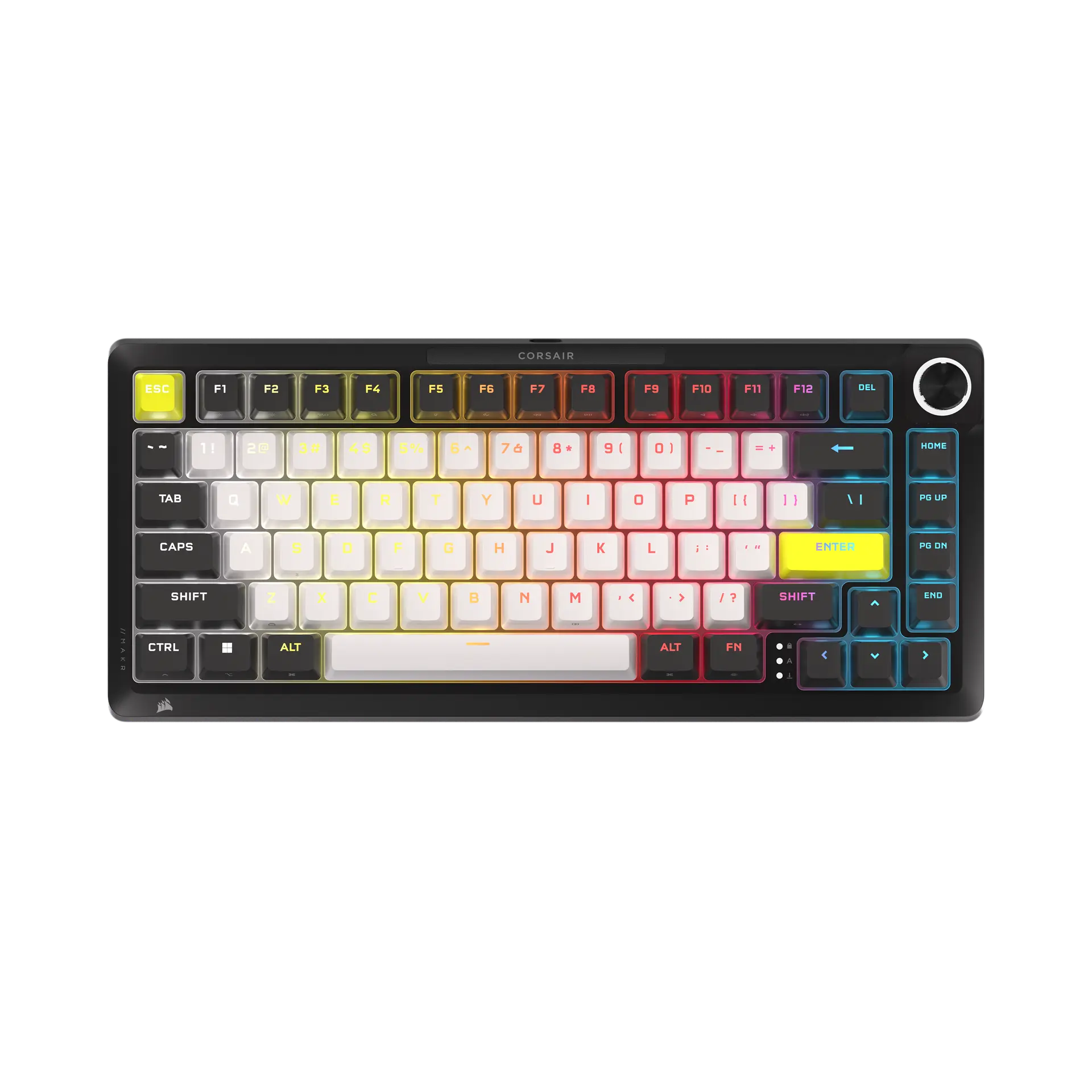 Corsair MAKR PRO 75 75% Hall Effect keyboard in the Eclipse colourway with US layout and rotary dial, official top view