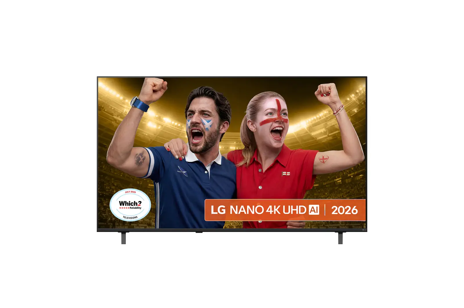 Front view of 65 inch LG NANO 4K UHD AI NU8E Smart TV 2026   65NU8E0B3LA