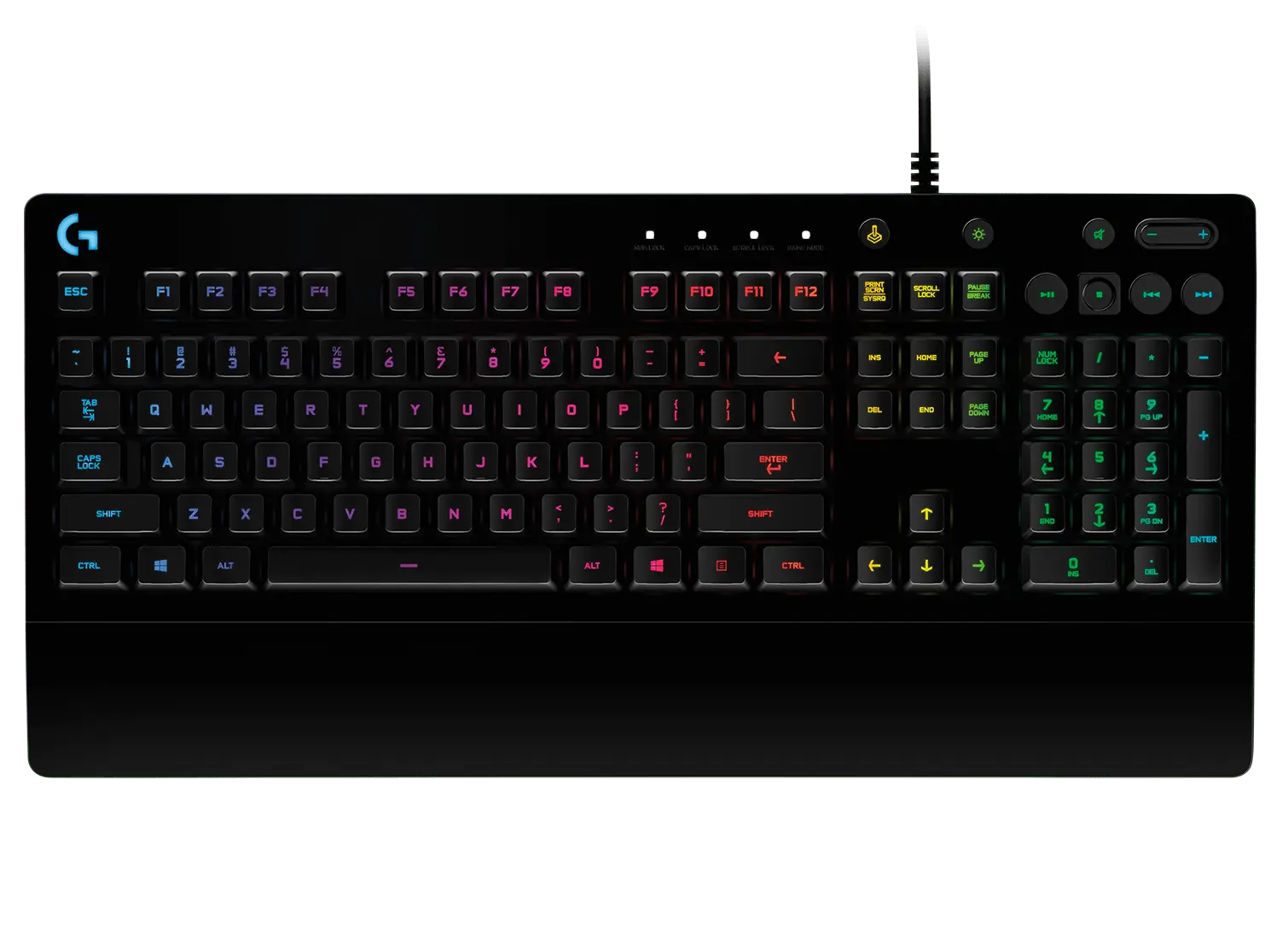 Logitech G213 Prodigy black US ANSI QWERTY keyboard, official top view
