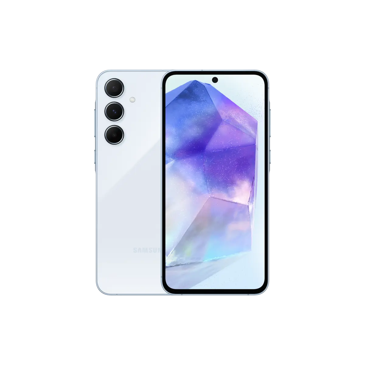 Samsung Galaxy A55 5G in Awesome Iceblue, official product view