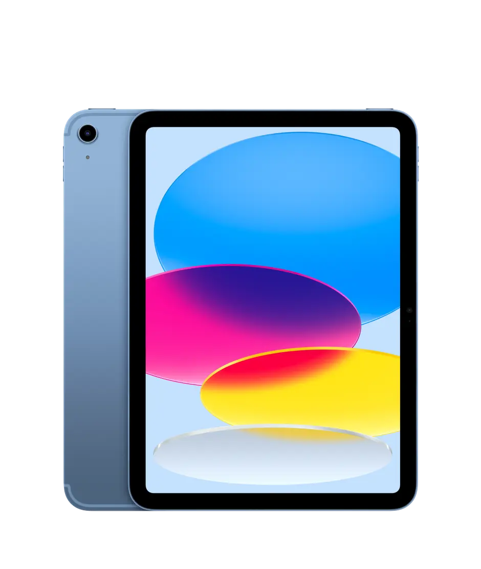 Front and back of iPad in Blue.