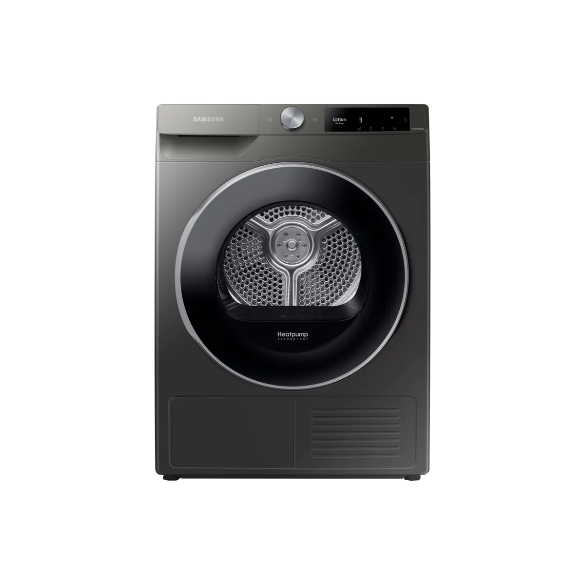 A Samsung Series 6 heat pump A+++ 9KG tumble dryer DV90T6240LN on a white background.